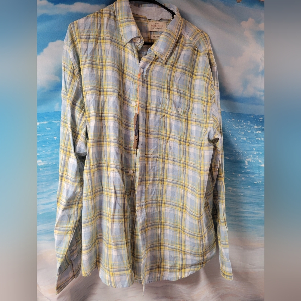 WEATHERPROOF VINTAGE NWT Men's Yellow Plaid Shirt Size XL‎